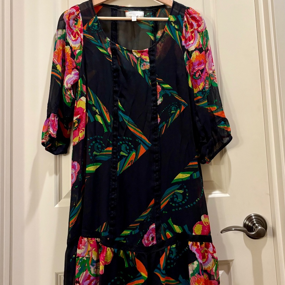 Gorgeous Anthropologie Moulinette Soeurs Black Floral Dress - Like new